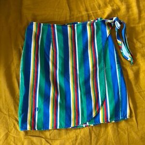 Vintage Striped Multicolor Wrap Skirt